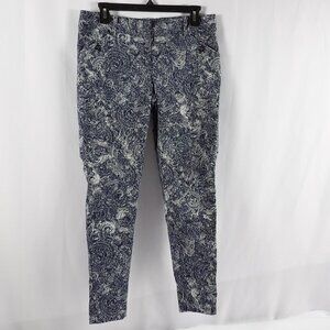 The Limited Exact Stretch Print Ankle Pants Size 8 Navy Blue & White